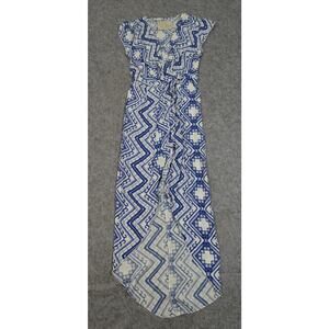 Daughters of the Revolution Dress Womens XS? Wrap Midi Geometric Blue White